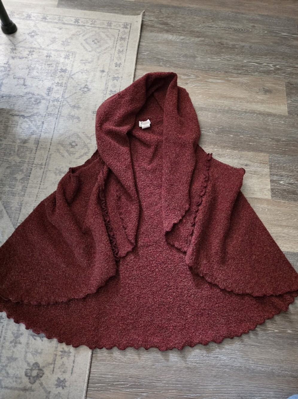 Women's Burgundy Open-Front Knit Vest